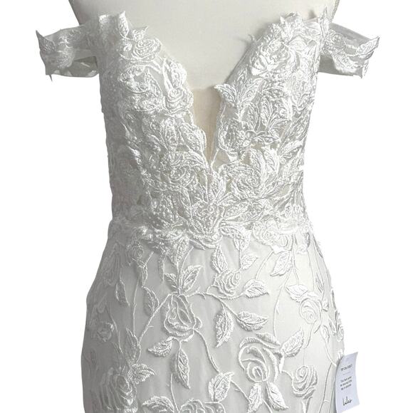 LULUS Precious Romance White Embroidered Off-the-Shoulder Maxi Dress-Size 8 - Picture 3 of 10